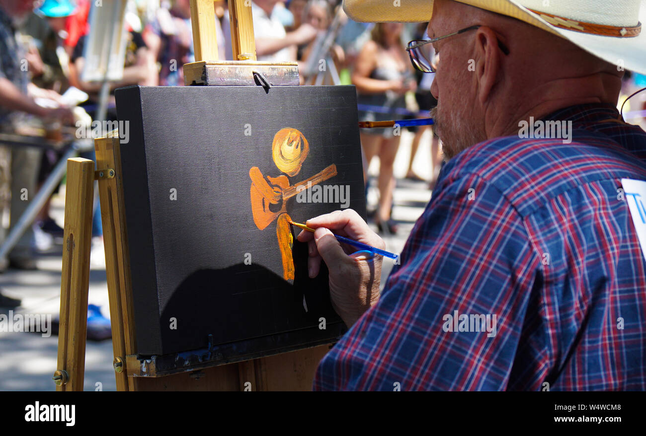 TJ Thompson Competes in Phippen Museum`s Quickdraw. Stock Photo